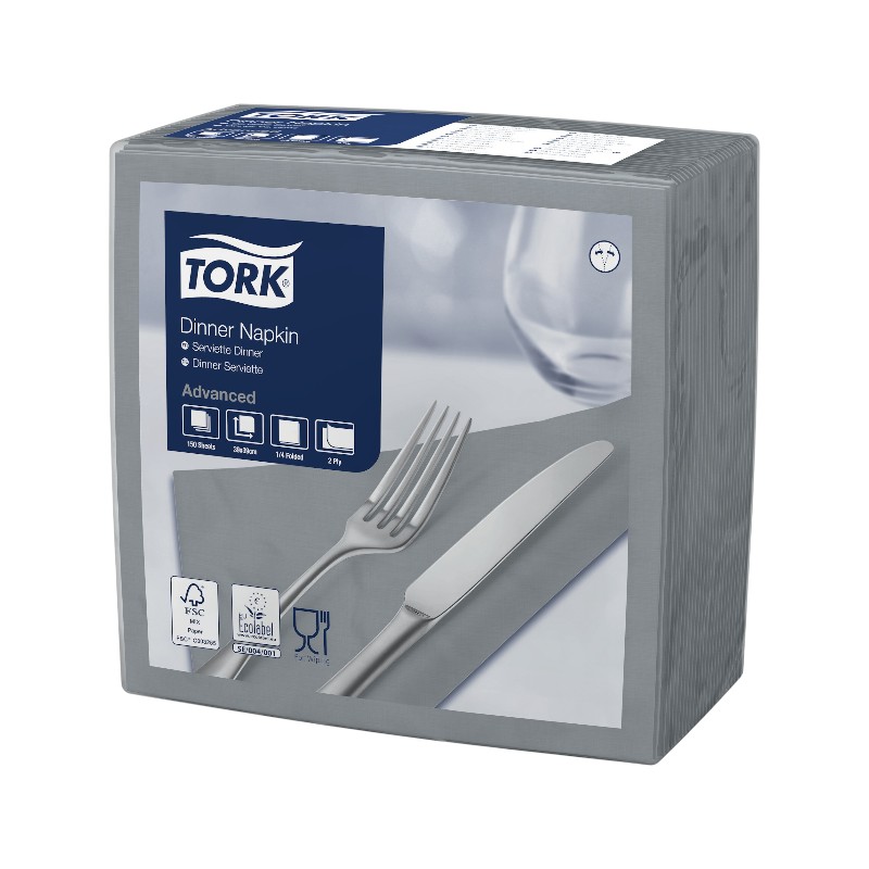 478762- Tork Dinnerserviette - grau - 1/4-Faltung - 39 x39,5cm - 12x150Stück